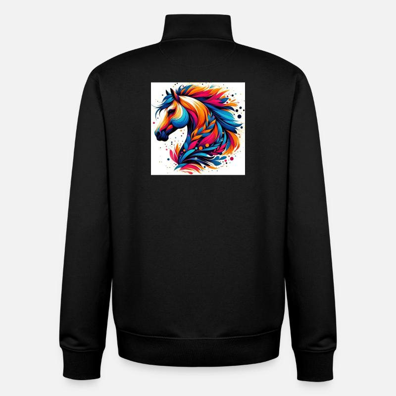 Cheval - Sweat zippé unisexe en coton bio Stanley/Stella - noir