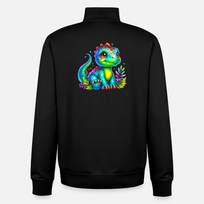 Dinosaure - Sweat zippé unisexe en coton bio Stanley/Stella - noir