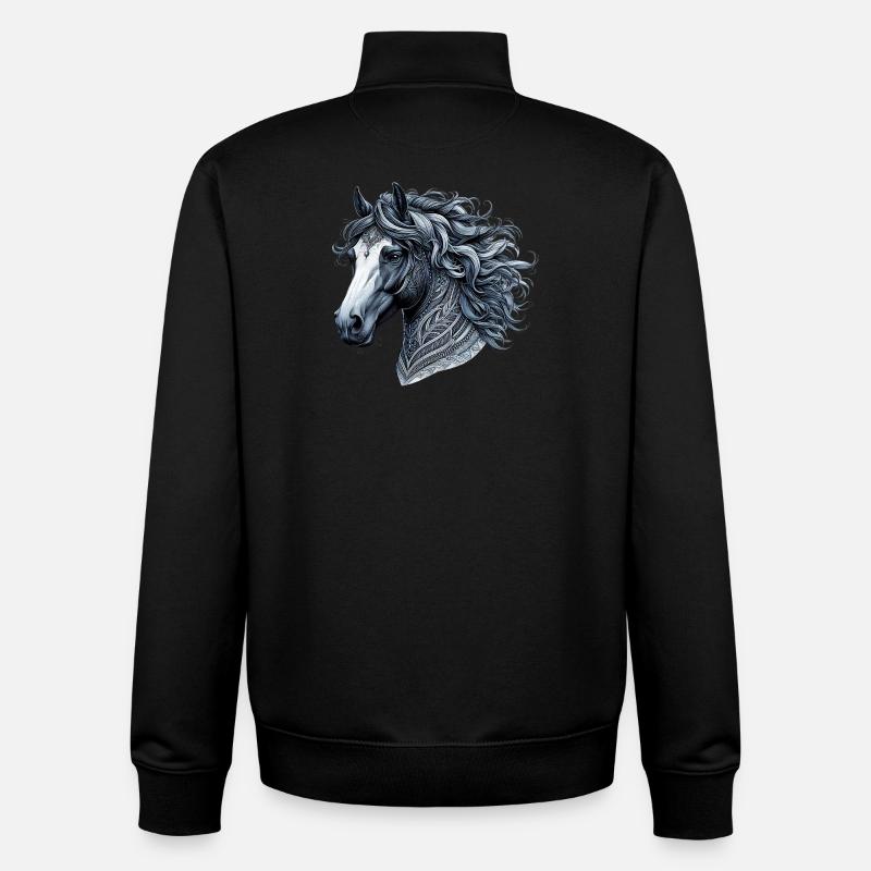 Cheval - Sweat zippé unisexe en coton bio Stanley/Stella - noir