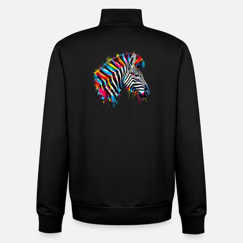 Zèbre - Sweat zippé unisexe en coton bio Stanley/Stella - noir