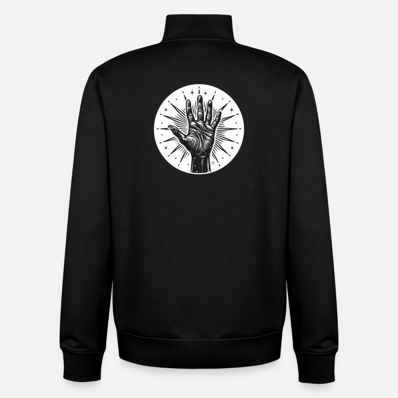 Star Hand with Flashes - Unisex Organic Zip Sweatshirt by Stanley/Stella - black