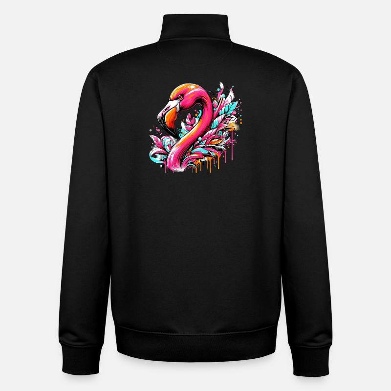 Flamingo - Unisex Organic Zip Sweatshirt by Stanley/Stella - black