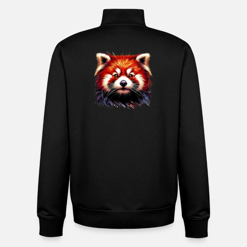 Red panda - Unisex Organic Zip Sweatshirt by Stanley/Stella - black
