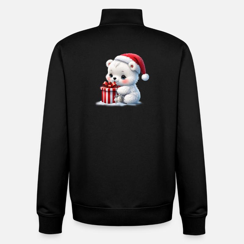 L’ours polaire de Noël - Sweat zippé unisexe en coton bio Stanley/Stella - noir