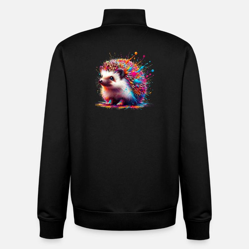 Hérisson - Sweat zippé unisexe en coton bio Stanley/Stella - noir