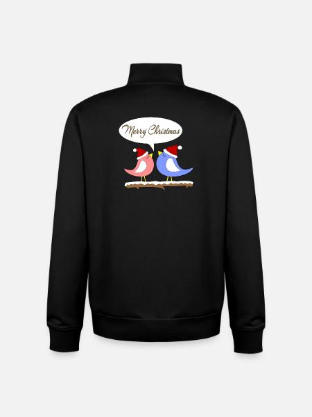 Christmas with funny birds - Unisex Organic Zip Sweatshirt by Stanley/Stella - black