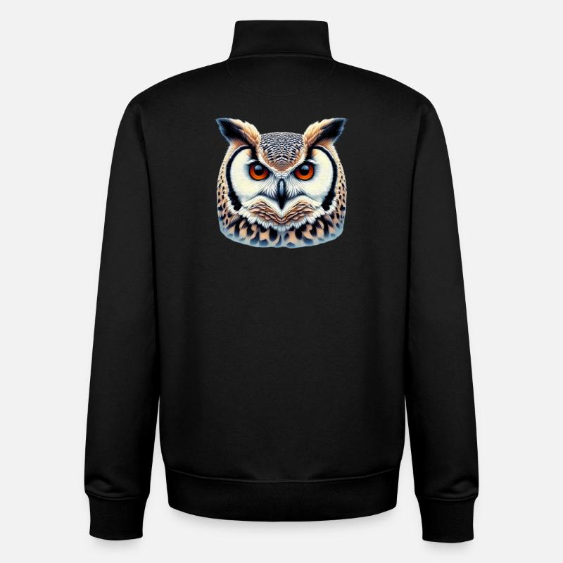 Hibou - Sweat zippé unisexe en coton bio Stanley/Stella - noir