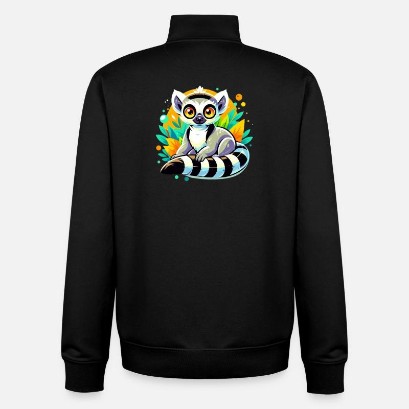 Lémurien - Sweat zippé unisexe en coton bio Stanley/Stella - noir