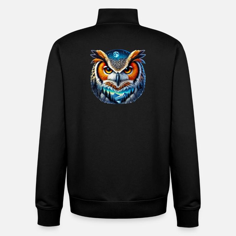 Eule - Unisex Organic Zip Sweatshirt von Stanley/Stella - Schwarz