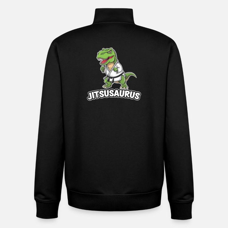 Dinosaure Jitsusaurus en équipement de Jiu-Jitsu - Sweat zippé unisexe en coton bio Stanley/Stella - noir