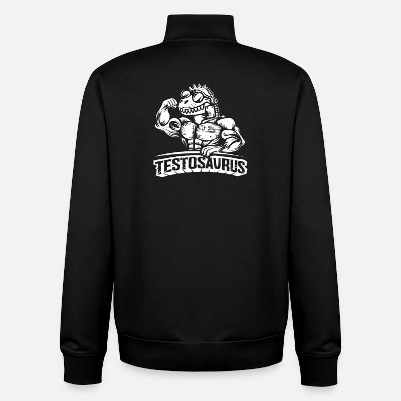 Testosaurus – Le cybersaure musclé - Sweat zippé unisexe en coton bio Stanley/Stella - noir
