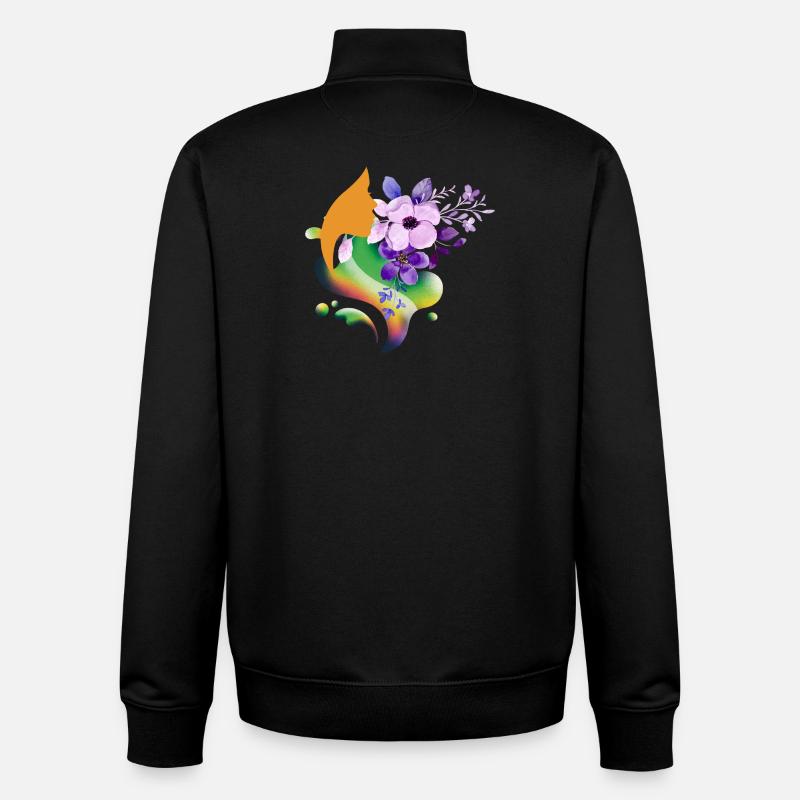 Blumenregenbogen-Silhouette - Unisex Organic Zip Sweatshirt von Stanley/Stella - Schwarz