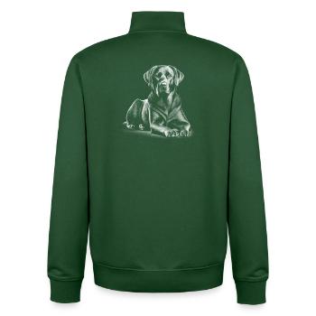 Cute Labrador in Lying Pose - Unisex Organic Zip Sweatshirt by Stanley/Stella - bottle green - Back - AI Model Male 185 dark (185cm)