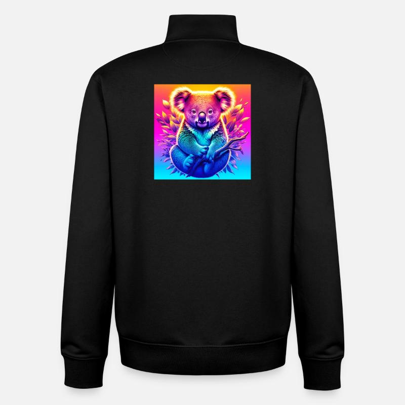 Koala - Sweat zippé unisexe en coton bio Stanley/Stella - noir