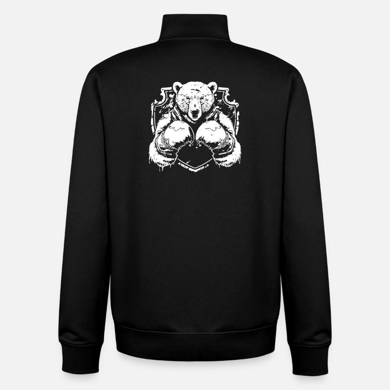 Starkes Bärenlogo mit Kampfpose Boxer - Unisex Organic Zip Sweatshirt von Stanley/Stella - Schwarz