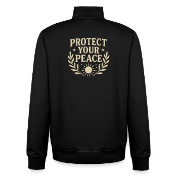 Protégez votre paix - Design inspirant - Sweat zippé unisexe en coton bio Stanley/Stella - noir - Dos - AI Model Male 185 light (185cm)