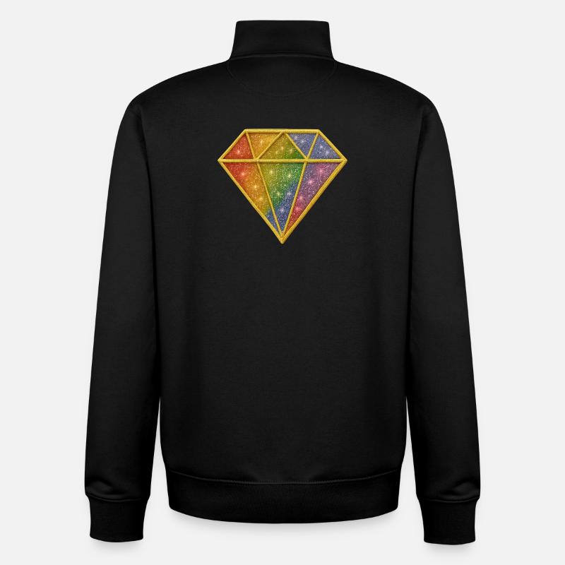 Regenbogen-Glitzer-Diamant-Aufnäher - Unisex Organic Zip Sweatshirt von Stanley/Stella - Schwarz