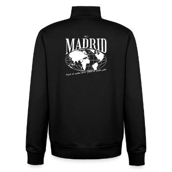 Carte mondiale de la ville de Madrid, cadeau - Sweat zippé unisexe en coton bio Stanley/Stella - noir - Dos - AI Model Male 185 light (185cm)