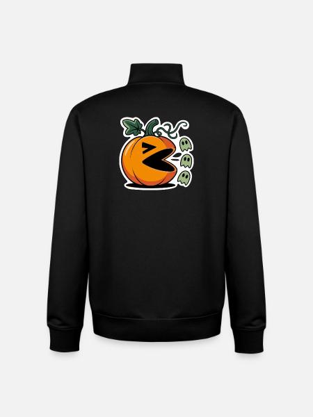 Halloween Pumpkin Gaming Design - Unisex Organic Zip Sweatshirt by Stanley/Stella - black