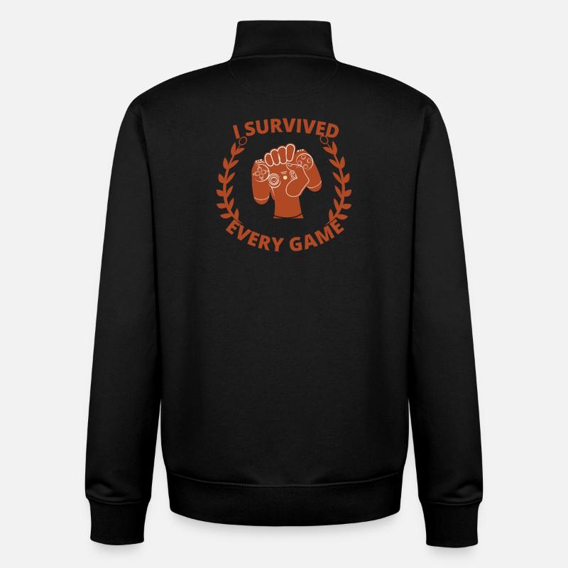 J’ai survécu à chaque match - Sweat zippé unisexe en coton bio Stanley/Stella - noir