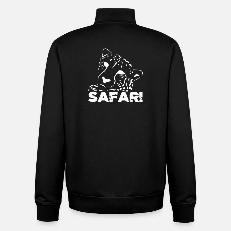 Safari Léopard Silhouette - Sweat zippé unisexe en coton bio Stanley/Stella - noir