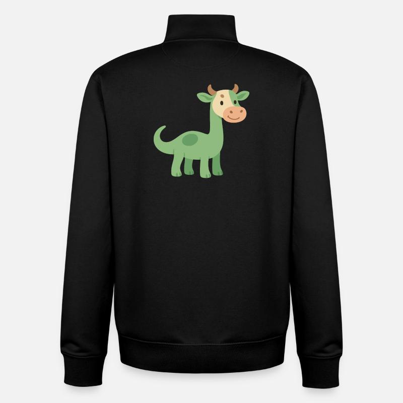 Dinosaurier mit Kuhfellkopf - Unisex Organic Zip Sweatshirt von Stanley/Stella - Schwarz