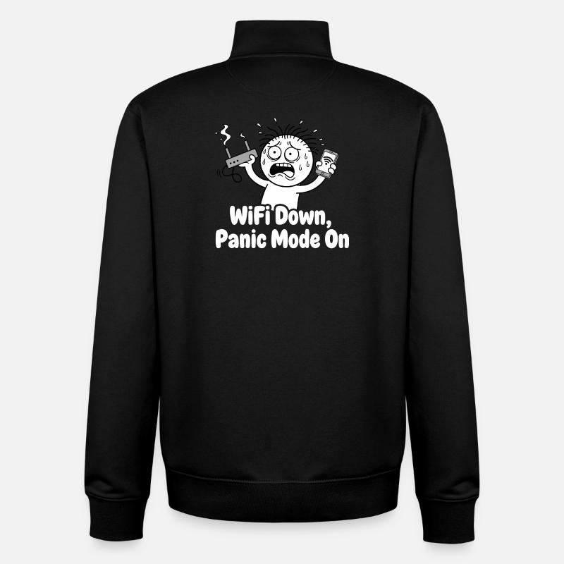 Panne WiFi Mode panique Mème - Sweat zippé unisexe en coton bio Stanley/Stella - noir