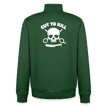 Skull Cut to Kill Motif - Unisex Organic Zip Sweatshirt by Stanley/Stella - bottle green - Back - AI Model Male 185 dark (185cm)