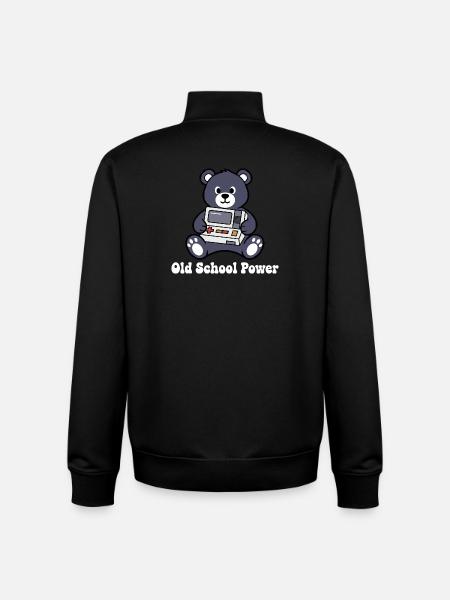 Old School Power Bear Retro Console - Unisex Organic Zip Sweatshirt by Stanley/Stella - black