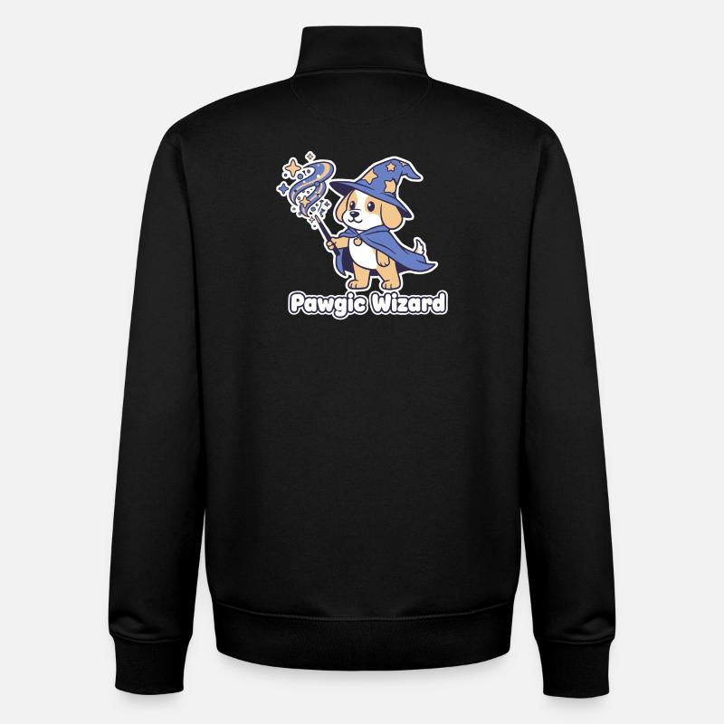 Pawagic Wizard Chien Magique - Sweat zippé unisexe en coton bio Stanley/Stella - noir