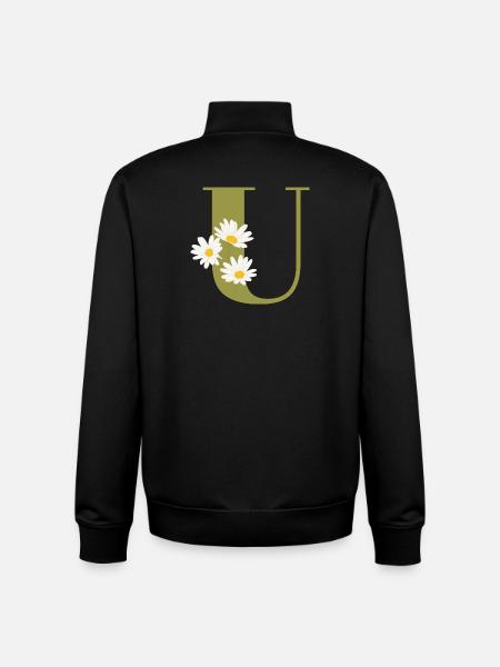 Green daisies u letter - Unisex Organic Zip Sweatshirt by Stanley/Stella - black