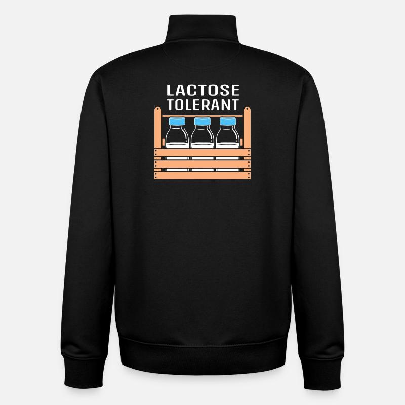 Flatulences Lait Lactose - Sweat zippé unisexe en coton bio Stanley/Stella - noir