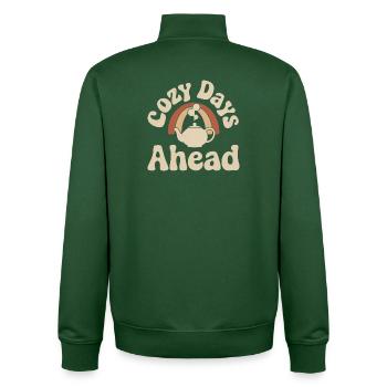 Cozy Days Ahead – Vintage Teapot - Unisex Organic Zip Sweatshirt by Stanley/Stella - bottle green - Back - AI Model Male 185 dark (185cm)