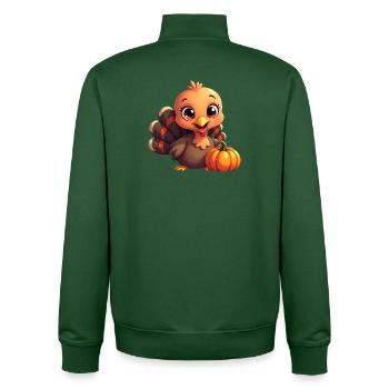 Bébé dinde de Thanksgiving - Sweat zippé unisexe en coton bio Stanley/Stella - vert bouteille - Dos - AI Model Male 185 dark (185cm)