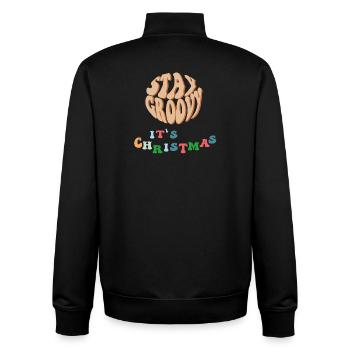 Stay Groovy Christmas  - Unisex Organic Zip Sweatshirt von Stanley/Stella - Schwarz - Hinten - AI Model Male 185 light (185cm)