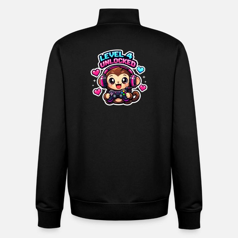 Niveau 4 débloqué - Sweat zippé unisexe en coton bio Stanley/Stella - noir