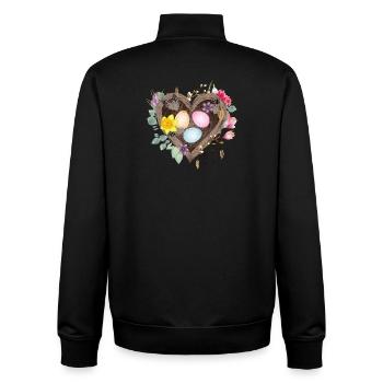 Heart-shaped nest with colorful Easter eggs - Unisex Organic Zip Sweatshirt by Stanley/Stella - black - Back - AI Model Male 185 light (185cm)
