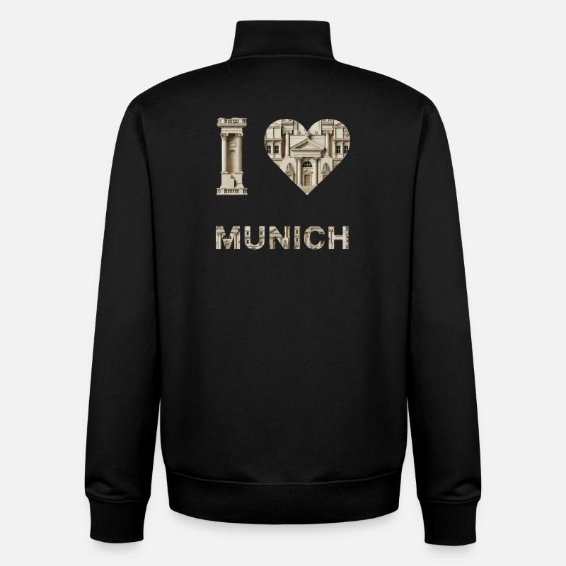 J’adore Munich – Architecture classique Amour - Sweat zippé unisexe en coton bio Stanley/Stella - noir