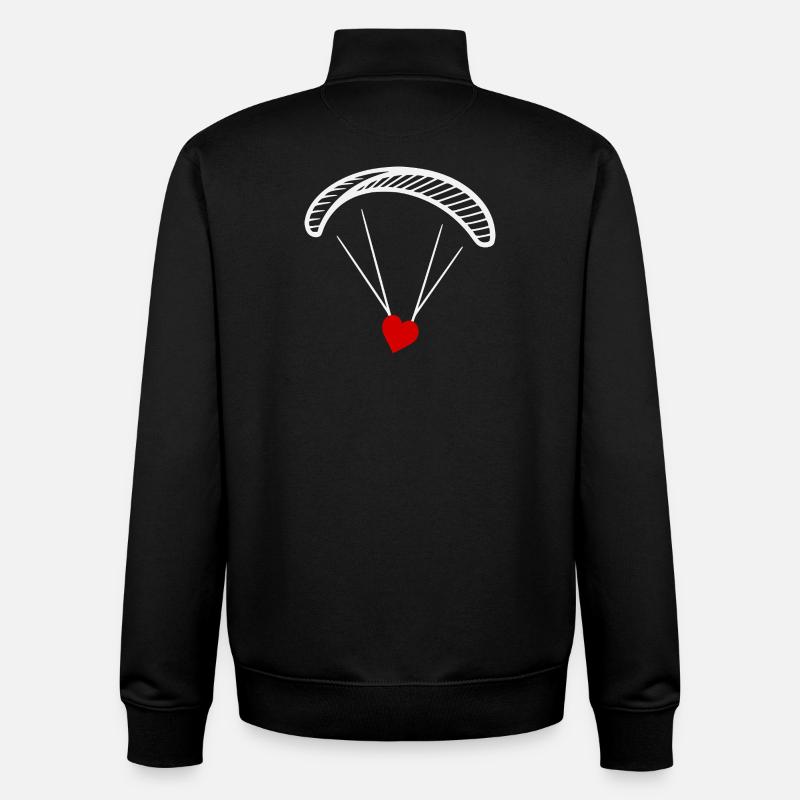 Parapente - Parapente avec cœur - Saint-Valentin - Sweat zippé unisexe en coton bio Stanley/Stella - noir