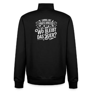 Einmal mit Profis arbeiten! Wo bleibt das Bier? - Unisex Organic Zip Sweatshirt von Stanley/Stella - Schwarz - Hinten - AI Model Male 185 light (185cm)