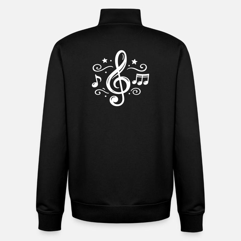 Notes musicales de clé - Sweat zippé unisexe en coton bio Stanley/Stella - noir