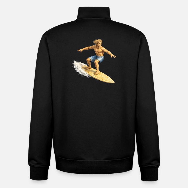 Surfer on wave in summer - Unisex Organic Zip Sweatshirt by Stanley/Stella - black