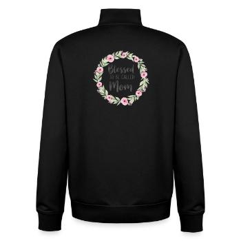 Happy To Be Mom Mom Gift - Unisex Organic Zip Sweatshirt by Stanley/Stella - black - Back - AI Model Male 185 light (185cm)