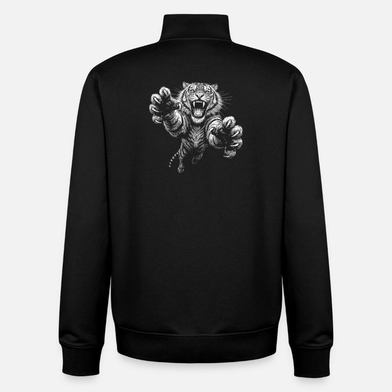 Tigre - Sweat zippé unisexe en coton bio Stanley/Stella - noir