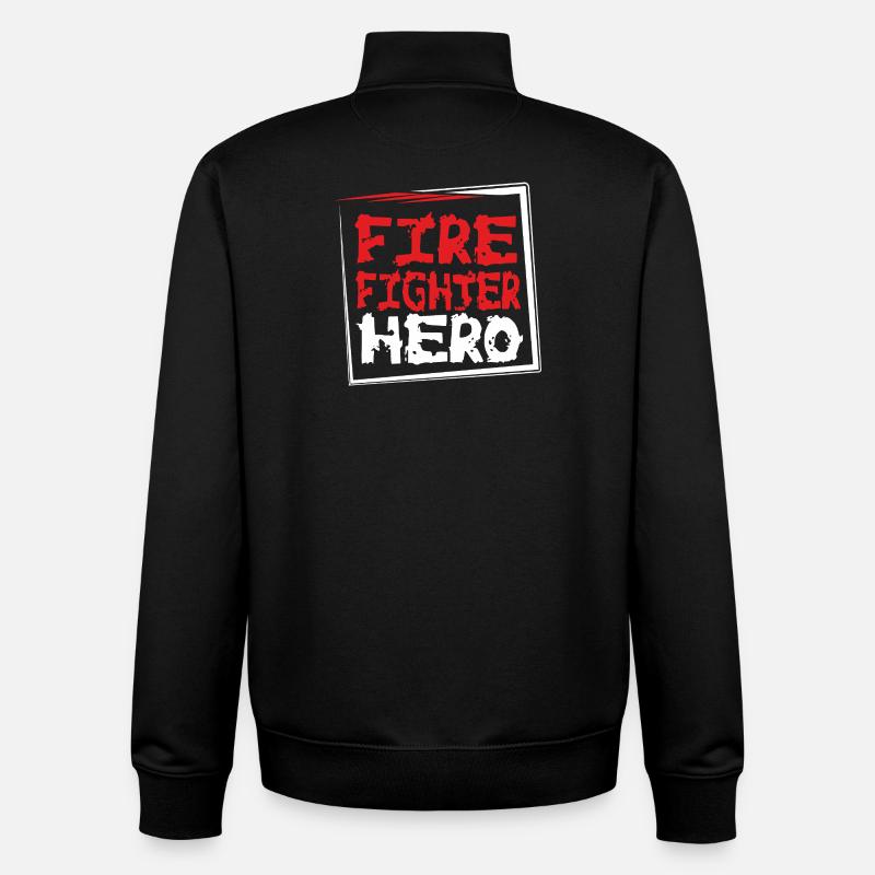 POMPIER-HÉROS - Sweat zippé unisexe en coton bio Stanley/Stella - noir