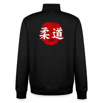 Judo 柔道 Cercle Kanji Art martial japonais - Sweat zippé unisexe en coton bio Stanley/Stella - noir - Dos - AI Model Male 185 light (185cm)