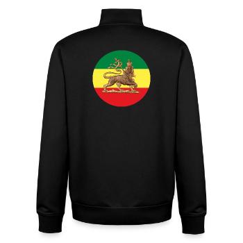 Lion of Judah Rasta Reggae Roots Jah Rastafari - Sweat zippé unisexe en coton bio Stanley/Stella - noir - Dos - AI Model Male 185 light (185cm)