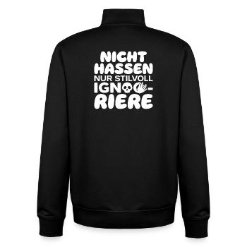Nicht hassen nur stilvoll ignorieren - Unisex Organic Zip Sweatshirt von Stanley/Stella - Schwarz - Hinten - AI Model Male 185 light (185cm)