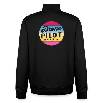 Drone Pilot Drohnenpilot Gradient Badge - Unisex Organic Zip Sweatshirt by Stanley/Stella - black - Back - AI Model Male 185 light (185cm)
