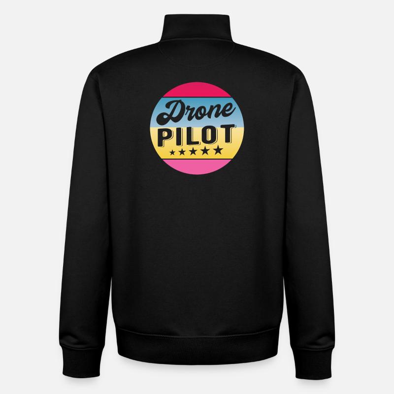 Drone Pilot Drohnenpilot Gradient Badge - Unisex Organic Zip Sweatshirt by Stanley/Stella - black
